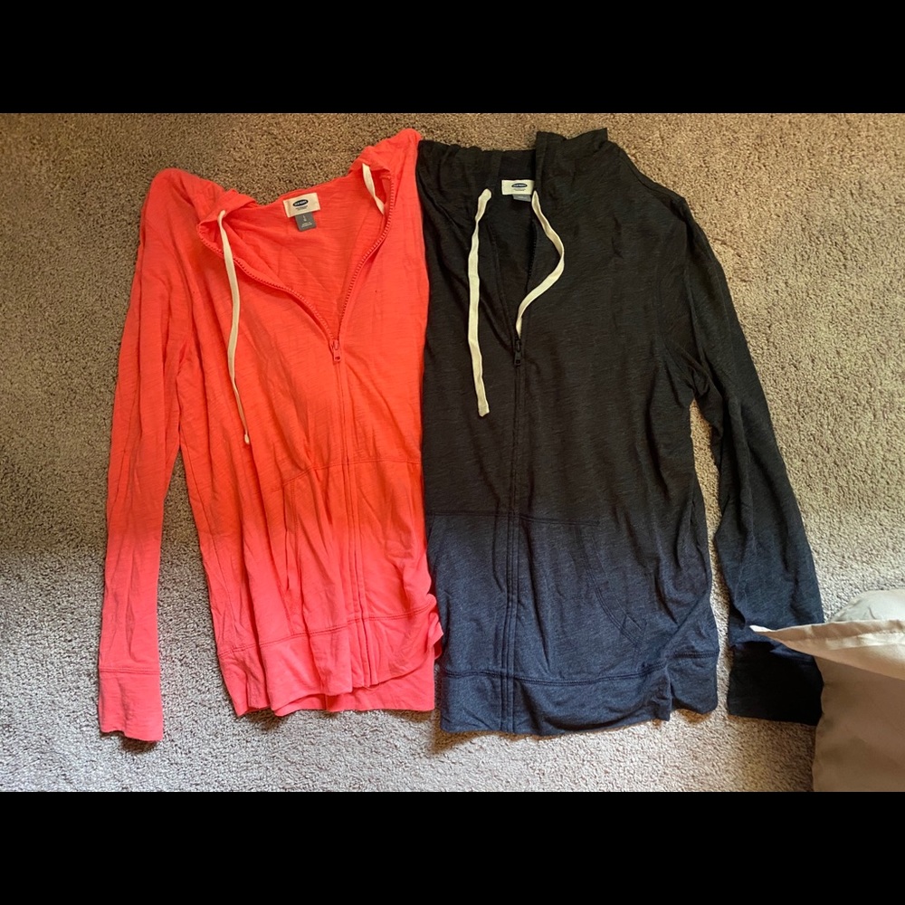 Old navy zip up jackets. Pink and black one